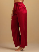 [Wine] SilkSilky  19Momme Machine-Washable Silk Women's Sleep Pants 006