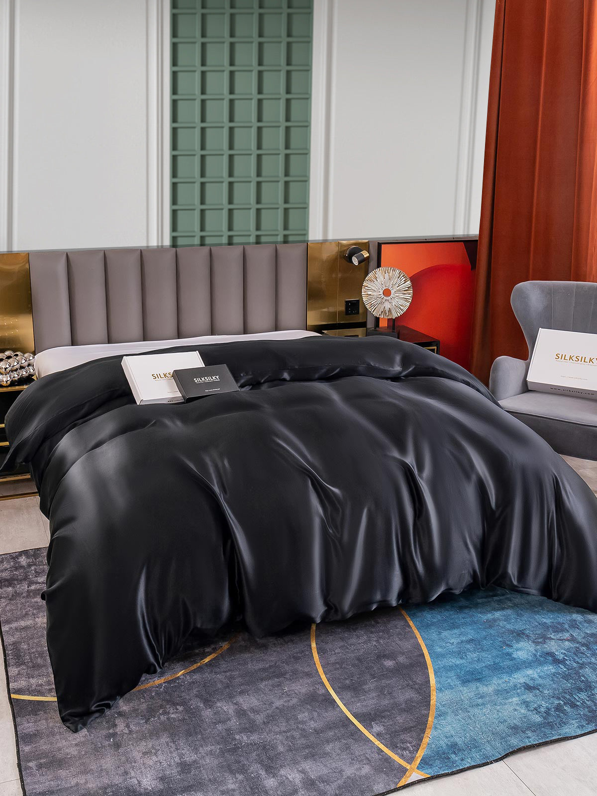 [Black] SilkSilky  25Momme Pure Silk Duvet Cover 004