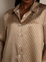 [Floral] SilkSilky  Long Sleeve Lapel Collar Women's Shirts 008