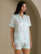 [Sky Floral] SilkSilky  Short Sleeve Notch Collar Women's Pajamas 003