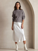 [White] SilkSilky  Spaghetti Strap V Neck Dress 007