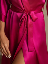 [Rose Red] SilkSilky  3/4 Sleeve Women's Robe 007