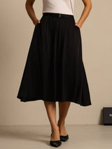 [Black] SilkSilky  19Momme Silk Skirt 001