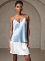 [Grayish Blue] SilkSilky  Spaghetti Strap V Neck Camisole Top 006