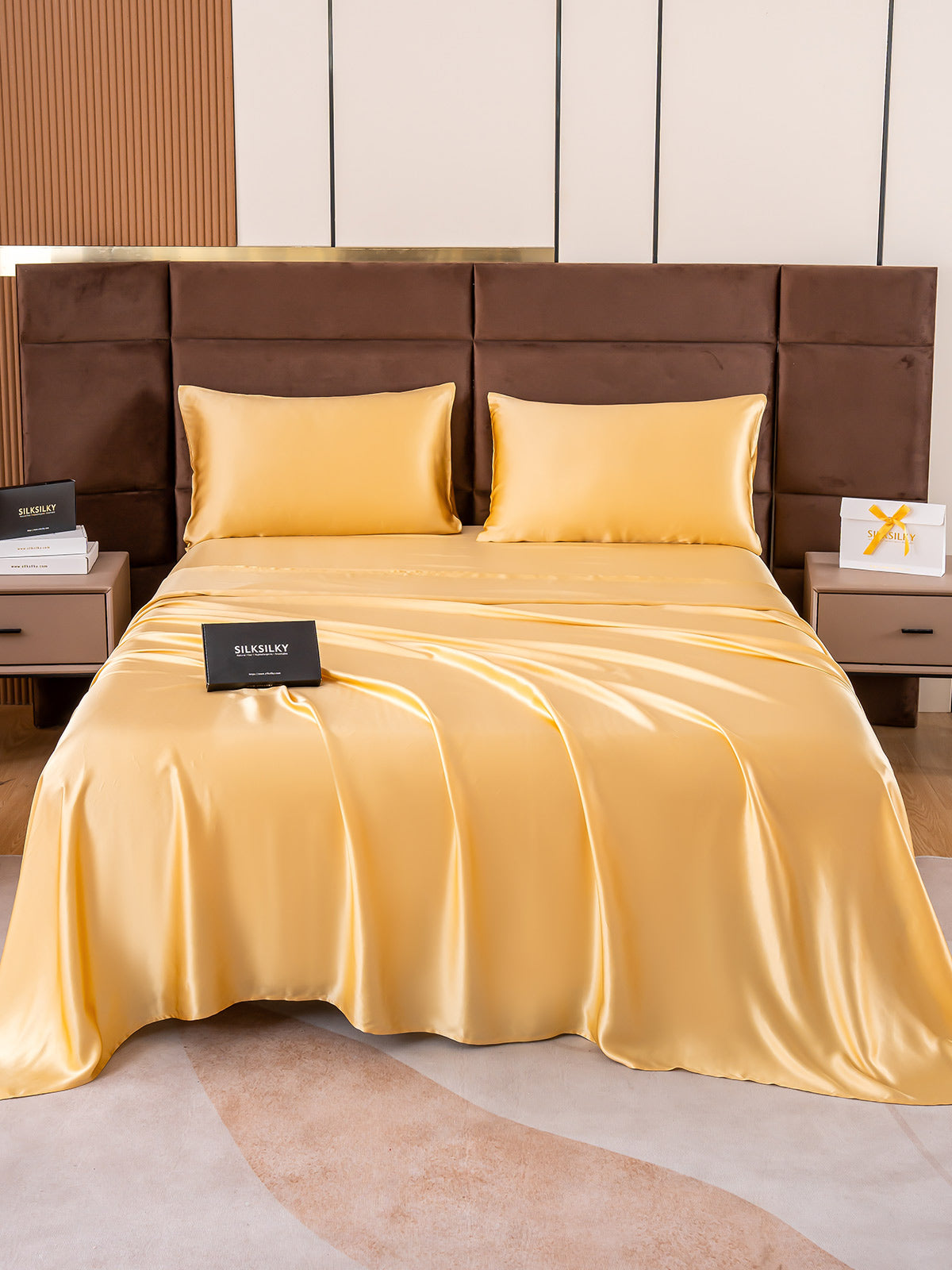 SilkSilky US 19Momme Pure Silk Bedding Set Champagne 001