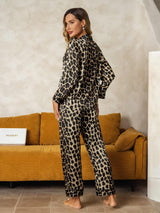 [Leopard] SilkSilky  Long Sleeve Notch Collar Women's Pajamas 002