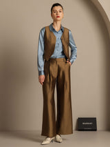 [Bronze] SilkSilky  32Momme Silk-Wool Blend Women's Pants 008