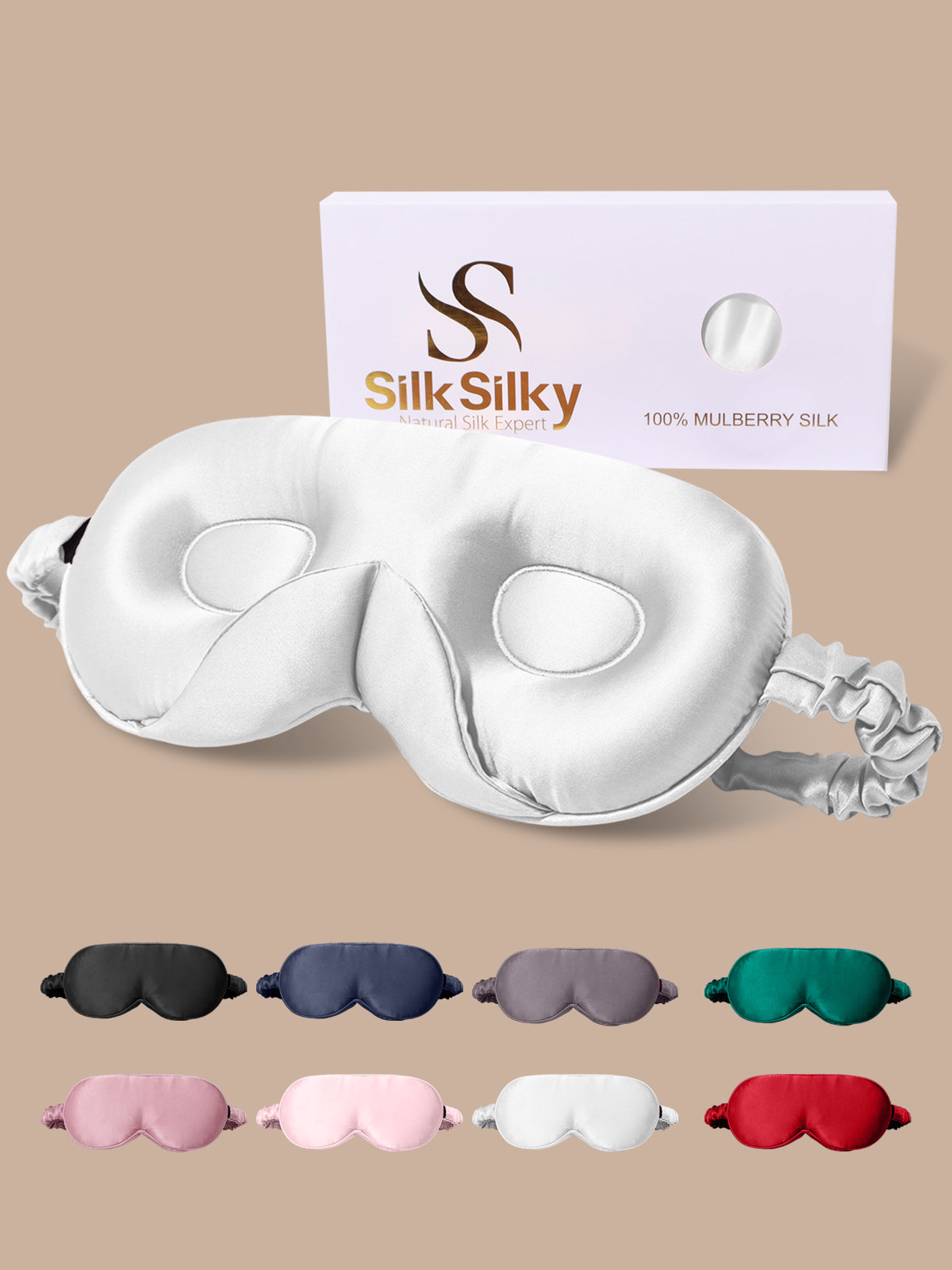 [Light Gray] SilkSilky  Pure Silk Eye Mask 001