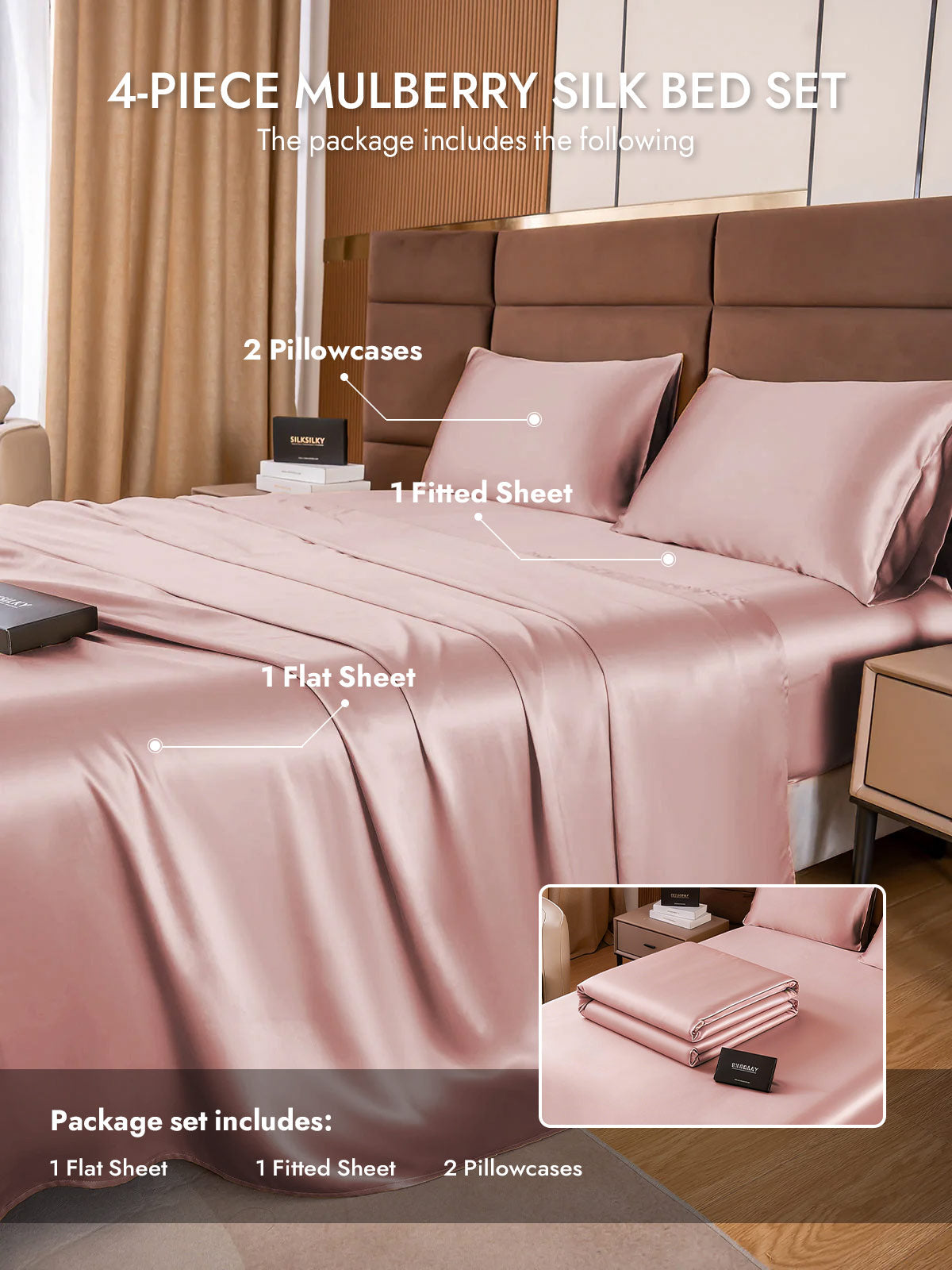 [Peach Skin] SilkSilky  19Momme Silk Bedding Set 005