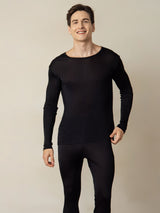 [Black] SilkSilky  Long Sleeve Round Neck Men's Long Johns 004