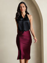 [Dark Red] SilkSilky  Skirt 001