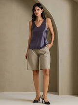 [Dark Gray] SilkSilky  Sleeveless V Neck Camisole Top 007