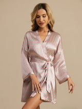 [Pink Heart Geo] SilkSilky  Long Sleeve Women's Robe 005