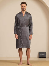 [Black Ginkgo] SilkSilky Long Sleeve Mens Robe 007