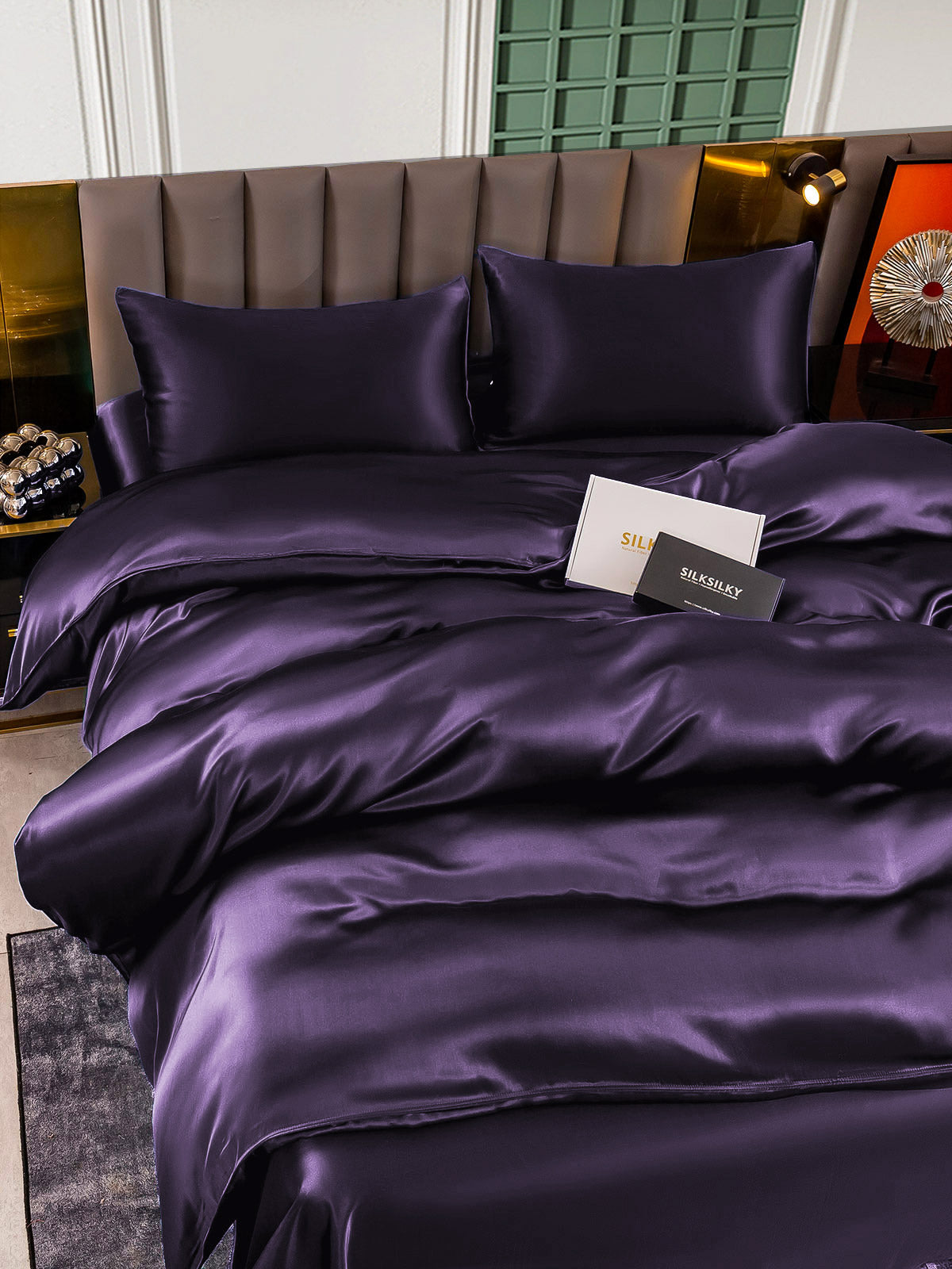 [Deep Purple] SilkSilky  22Momme Pure Silk Bedding Set 004,
