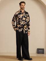 [Black Dragon] SilkSilky Long Sleeve Lapel Collar Men's Shirt 008