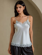 [Grayish Blue] SilkSilky  Spaghetti Strap V Neck Camisole Top 001
