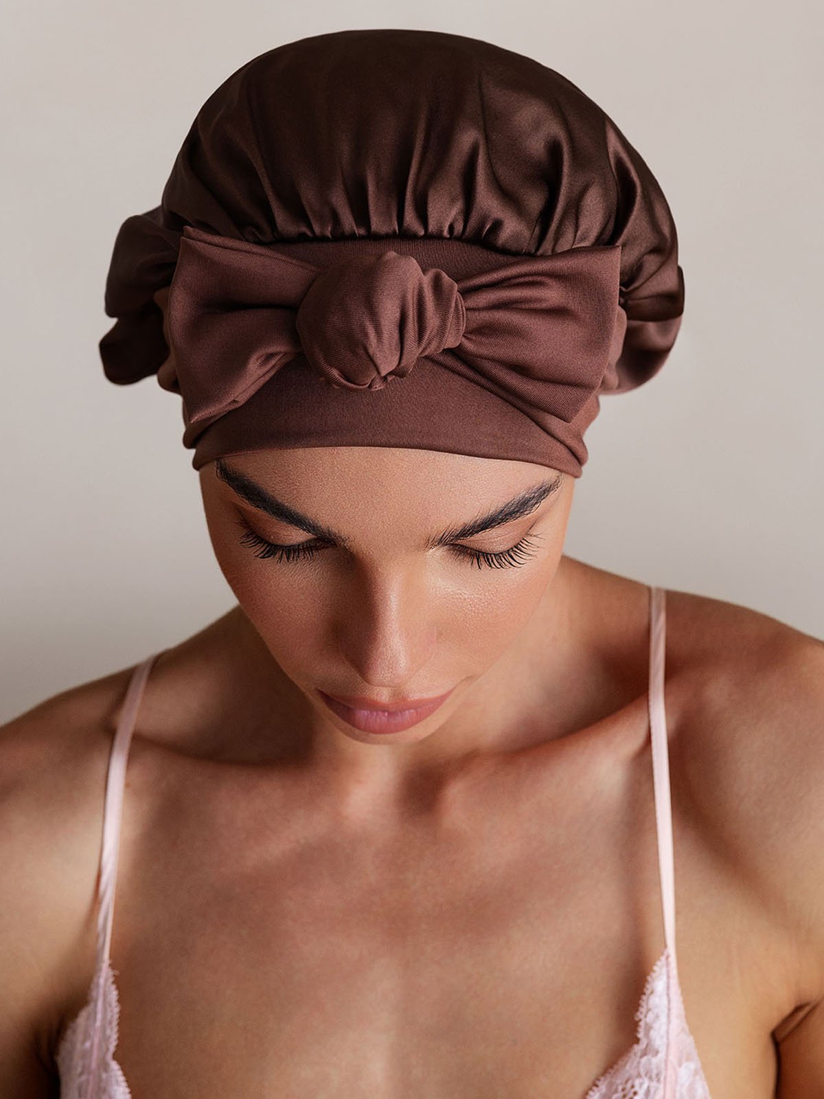SilkSilky Pure Silk Sleep Cap Coffee 004