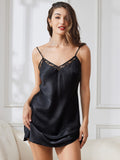 SilkSilky US Pure Silk Sleeveless V Neck Nightgown Black 003