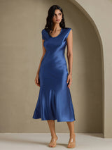 [Real Teal] SilkSilky  Cap Sleeve Dress 006