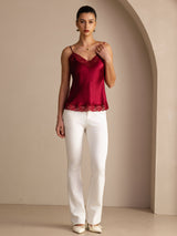 [Wine] SilkSilky Spaghetti Strap V Neck Camisole Top 006
