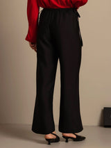 [Black] SilkSilky  32Momme Silk-Wool Blend Women's Pants 002