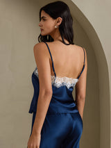 [Dark Blue] SilkSilky  Spaghetti Strap V Neck Camisole Top 002