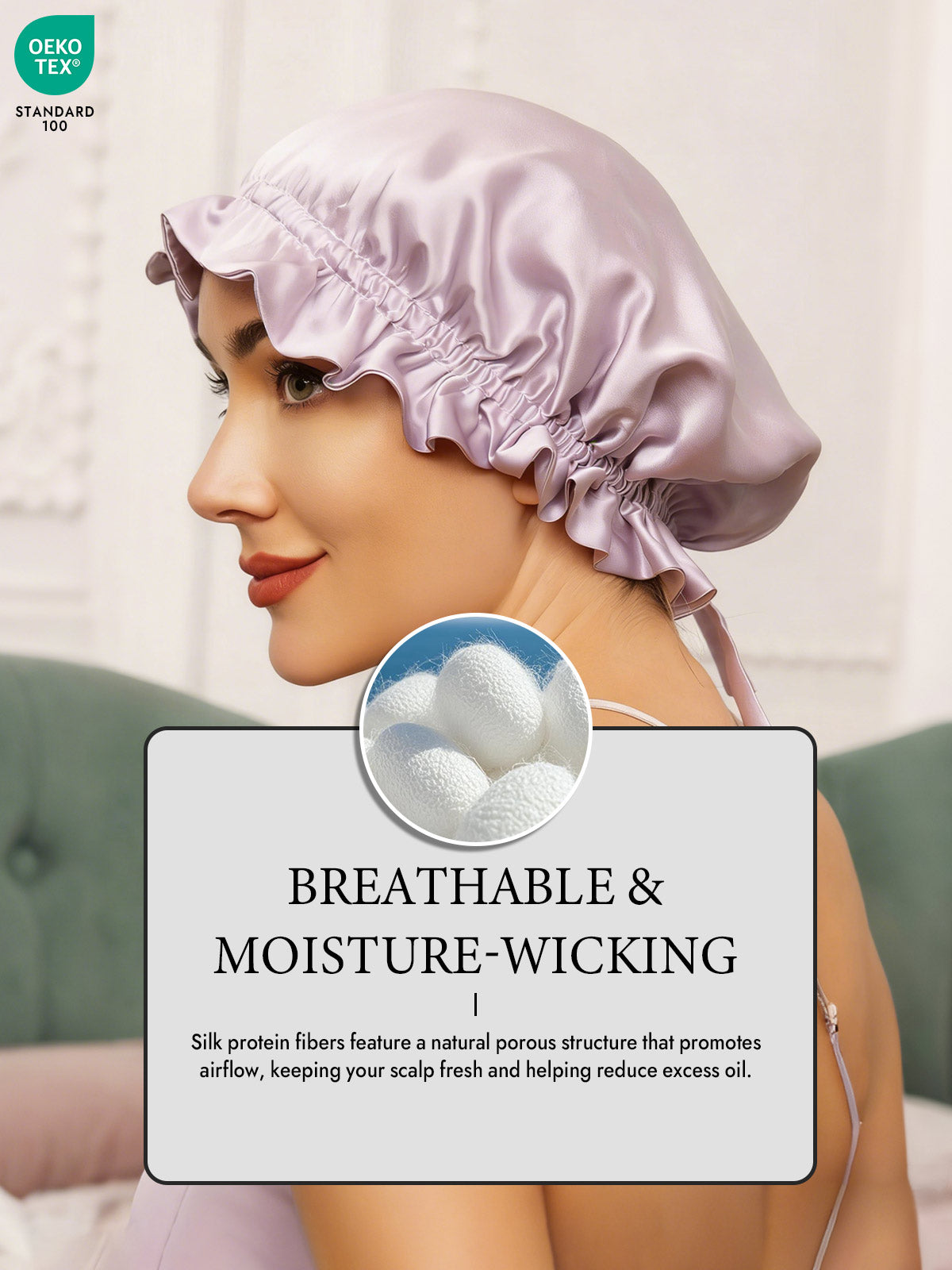 [Lavender] SilkSilky  Sleep Cap 004