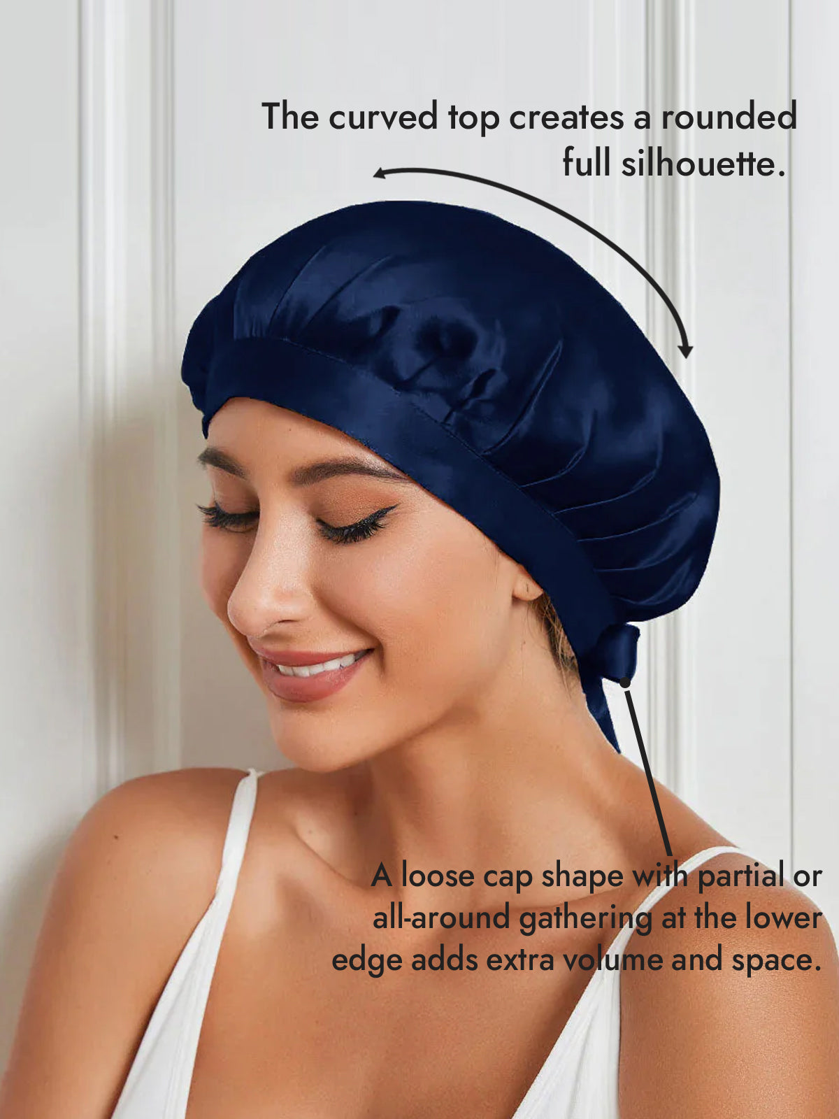 [Dark Blue] SilkSilky  Pure Silk Sleep Cap 003