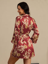 [Wine Dragon] SilkSilky  3/4 Sleeve Women's Robe 002