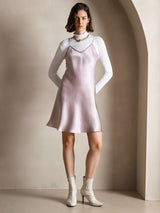 [Lavender] SilkSilky  Spaghetti Strap V Neck Dress 005