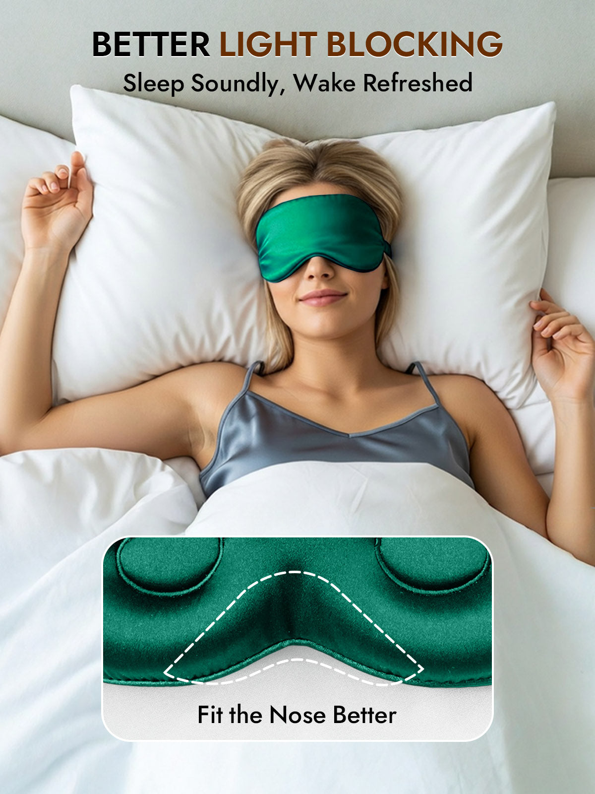 [Dark Green] SilkSilky  Pure Silk Eye Mask 003