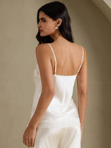 [White] SilkSilky  Spaghetti Strap V Neck Camisole Top 002
