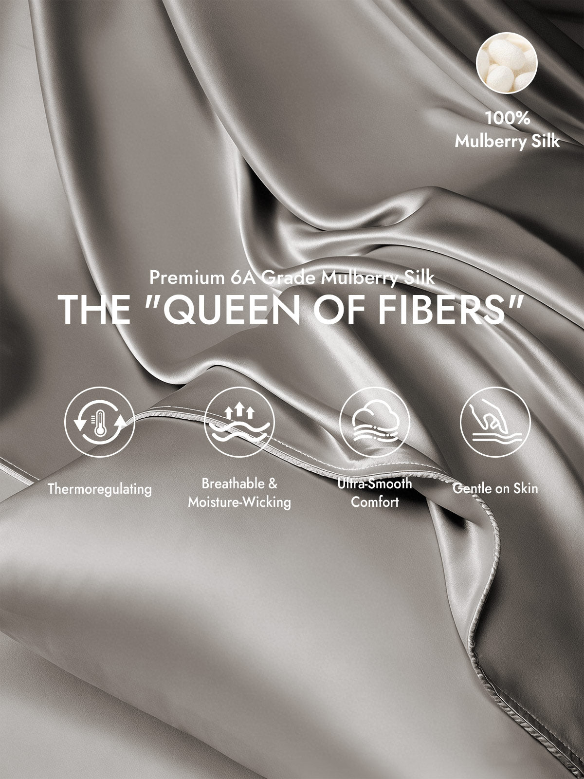 [Gray] SilkSilky  25Momme Pure Silk Bedding Set 002