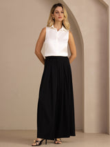 [White] SilkSilky  Sleeveless Lapel Collar Women's Shirt 007