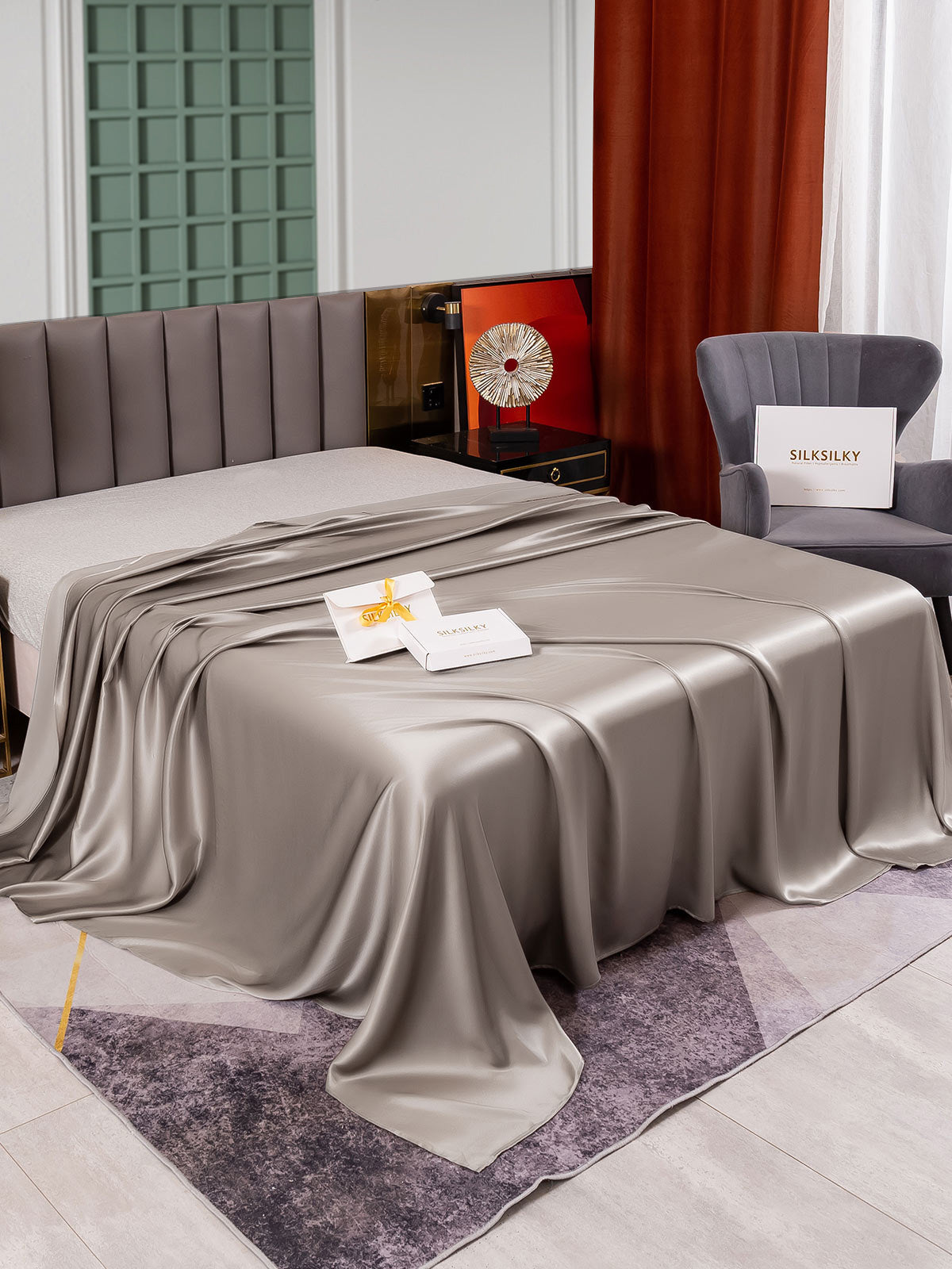 [Gray] SilkSilky  25Momme Pure Silk Sheet 001
