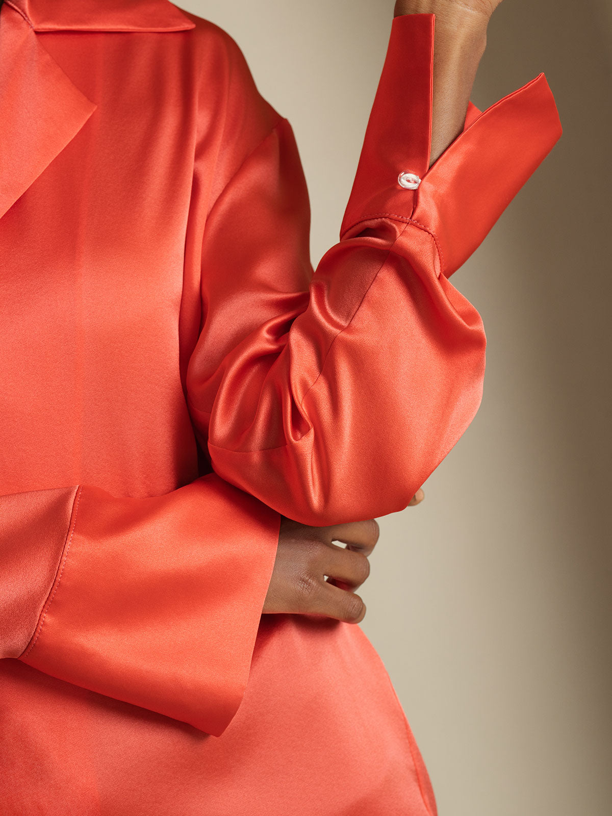 [Imperial Red] SilkSilky  19Momme Silk Notch Collar Women's Shirt 004