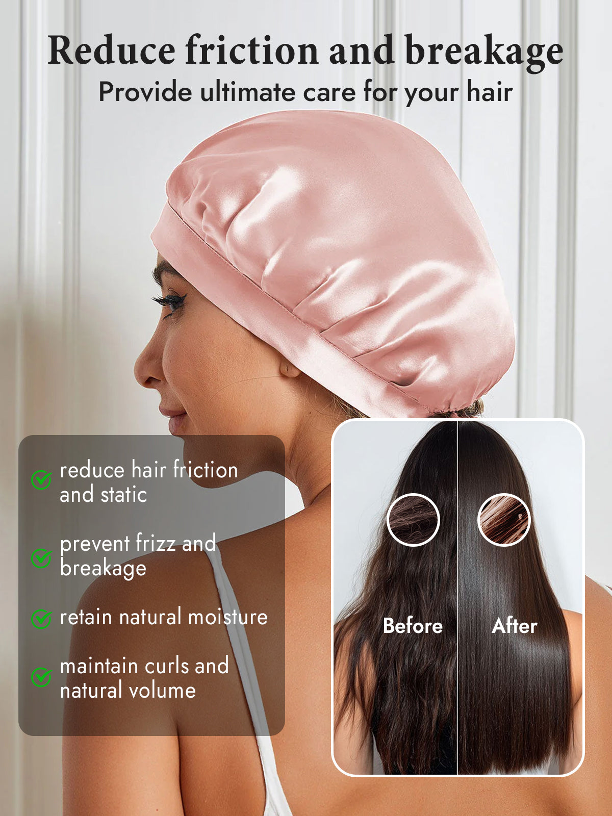 [Pink] SilkSilky  Pure Silk Sleep Cap 004