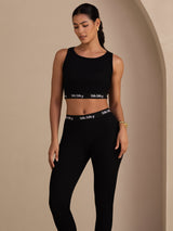 [Black] SilkSilky Sleeveless Crew Neck Women's Outfit Sets 005