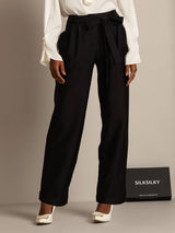 [Black] SilkSilky  32Momme Silk Womens Pants 001