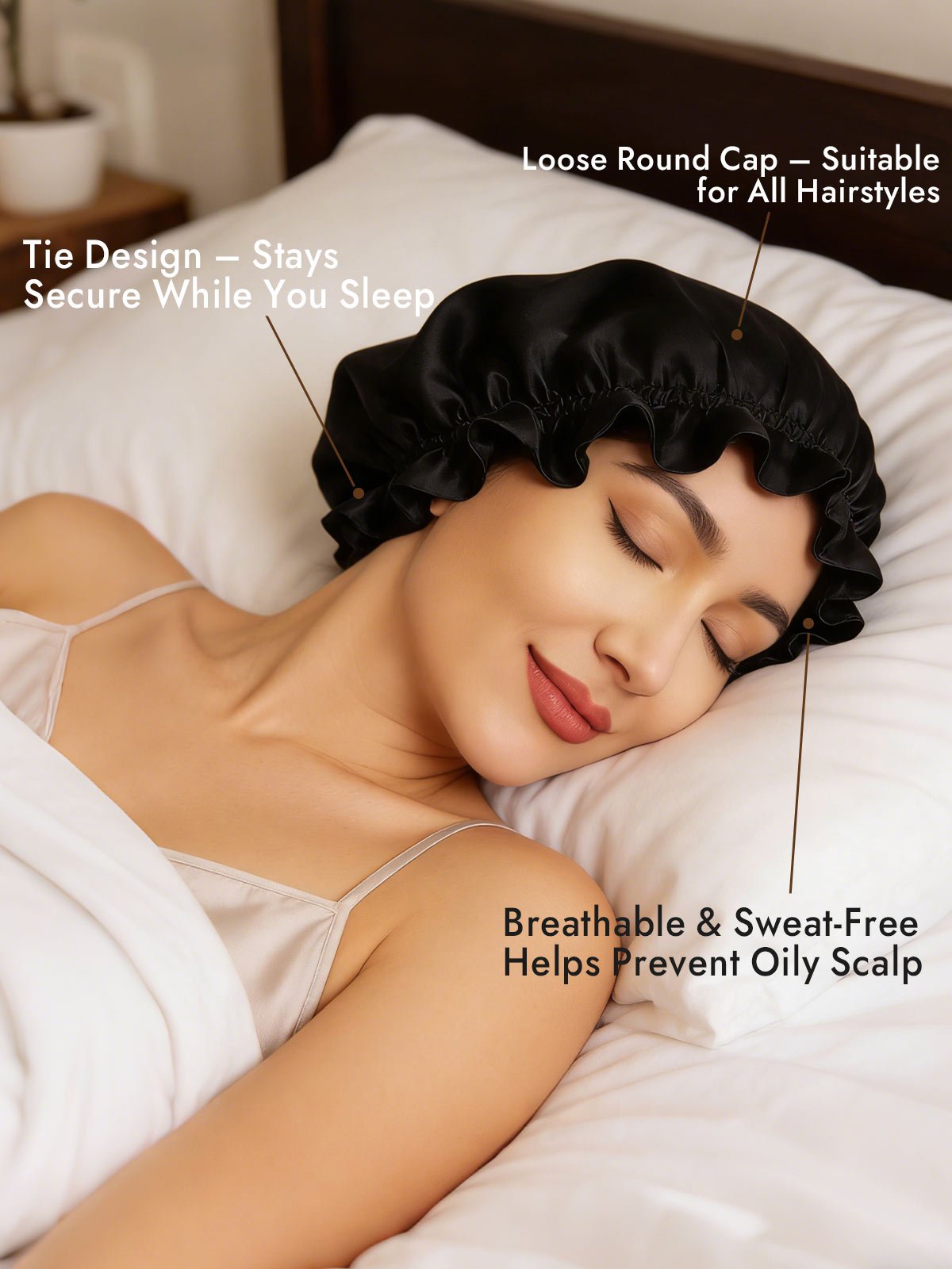 [Black] SilkSilky  Sleep Cap 003