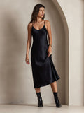 SilkSilky  Pure Silk Sleeveless Round Neck Dress Black 005