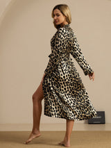 [Leopard] SilkSilky  Long Sleeve Women's Robe 002
