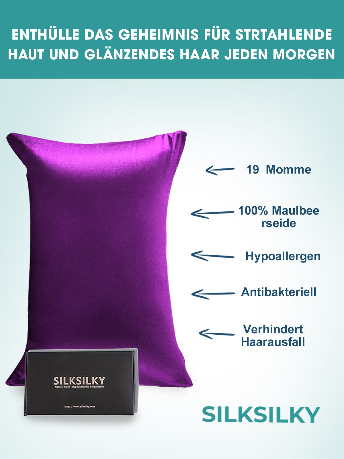 [Purple] SilkSilky  19Momme Pure Silk Pillowcase 002