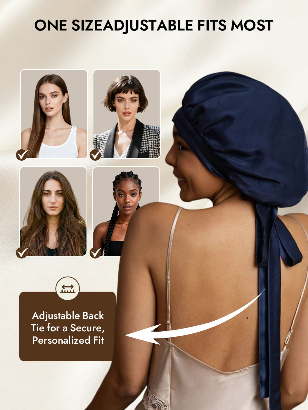 [Dark Blue] SilkSilky  Pure Silk Sleep Cap 005