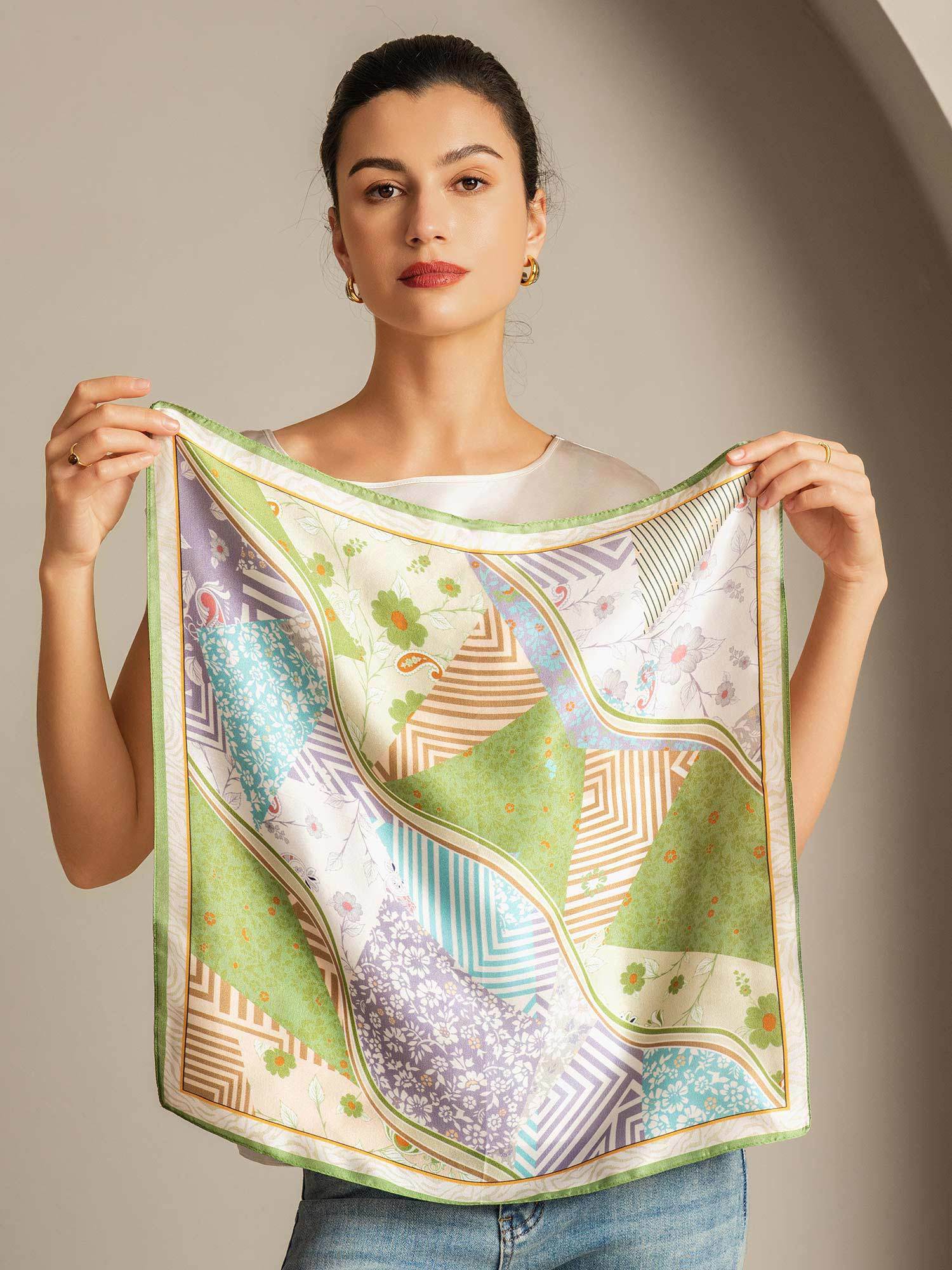 [P100] SilkSilky  Pure Silk Scarf 004,