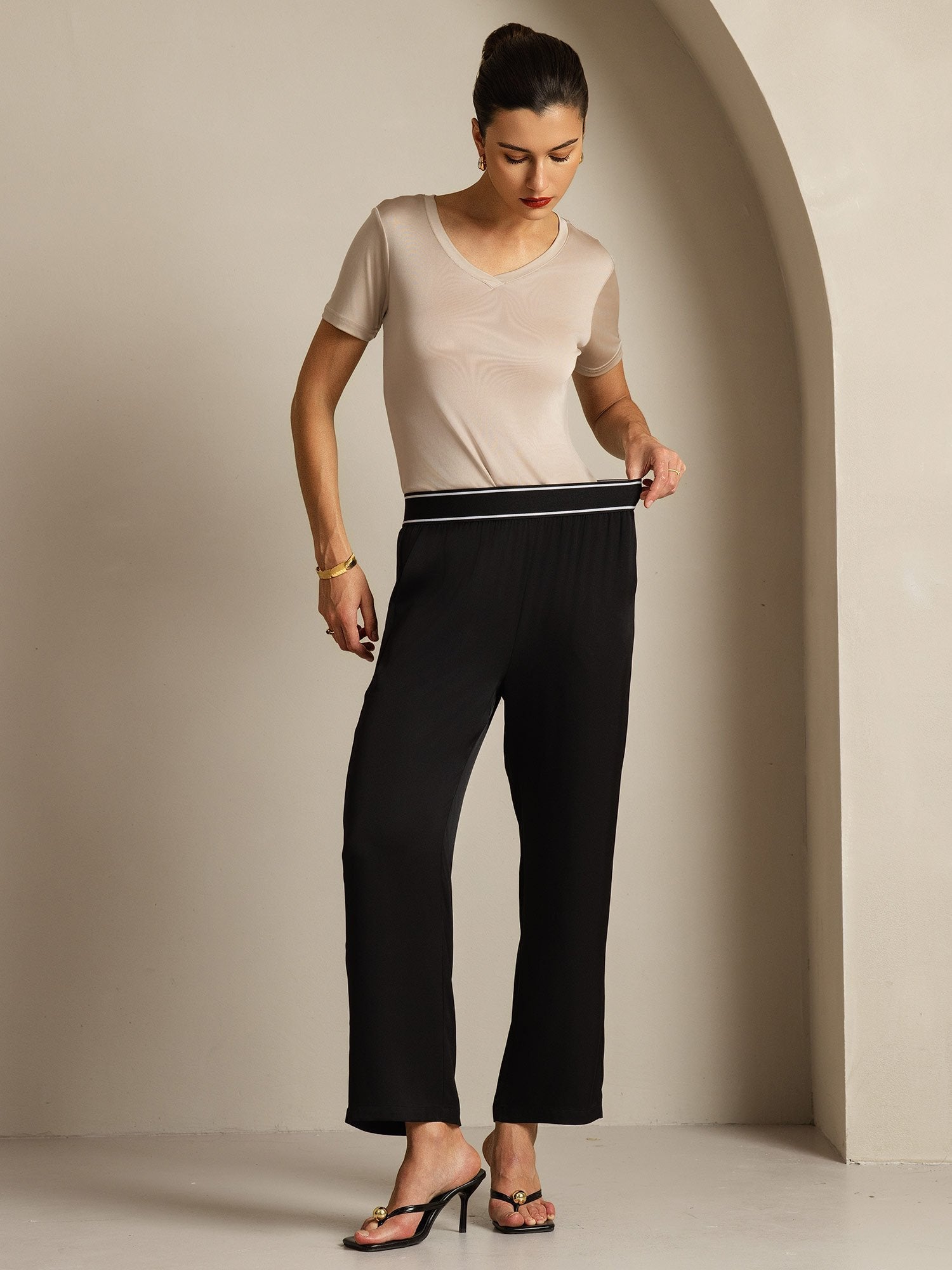 [Black] SilkSilky 22Momme Silk Womens Pants 006