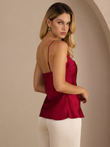 [Wine] SilkSilky Spaghetti Strap V Neck Camisole Top 002