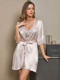 SilkSilky-US-Pure-Silk-Half-Sleeve-Nightgown&Robe-Set-Beige-003