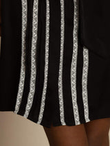 [Black] SilkSilky 19Momme Silk Long Sleeve Tie Neck Dress 006